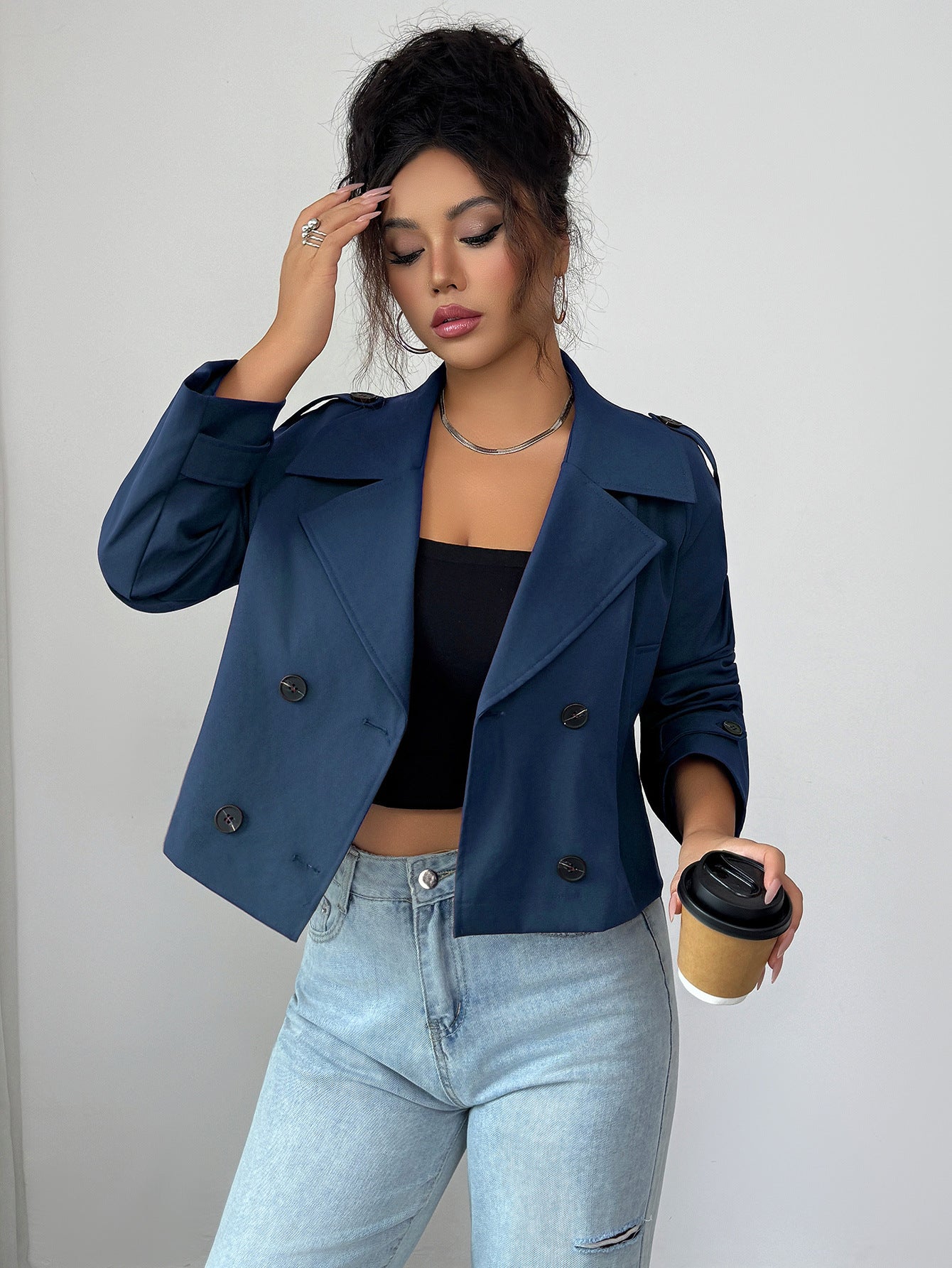 Casual Minimalist Long Sleeve Jacket Vest Coat Women