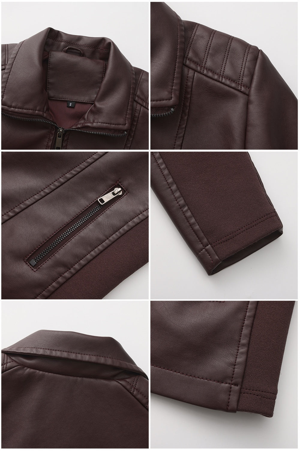 Women's Leather Jacket Knitted Stitching Stretch Coat