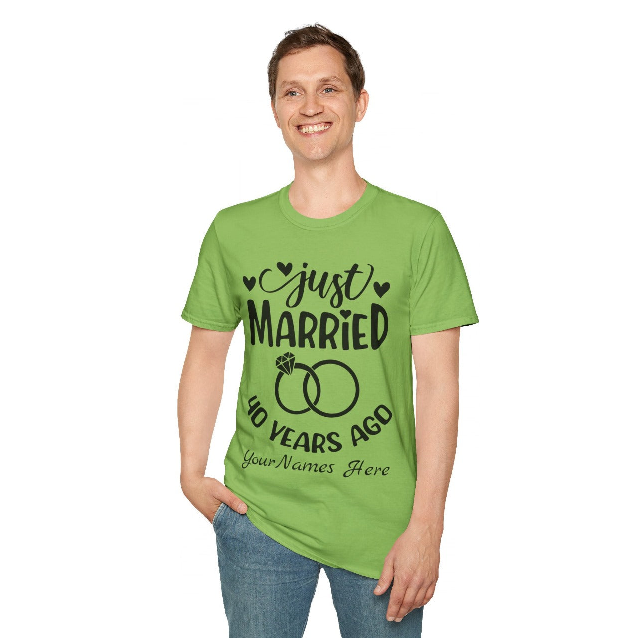 Unisex Softstyle T-Shirt - Personalized With Just Married Anniversary Gift