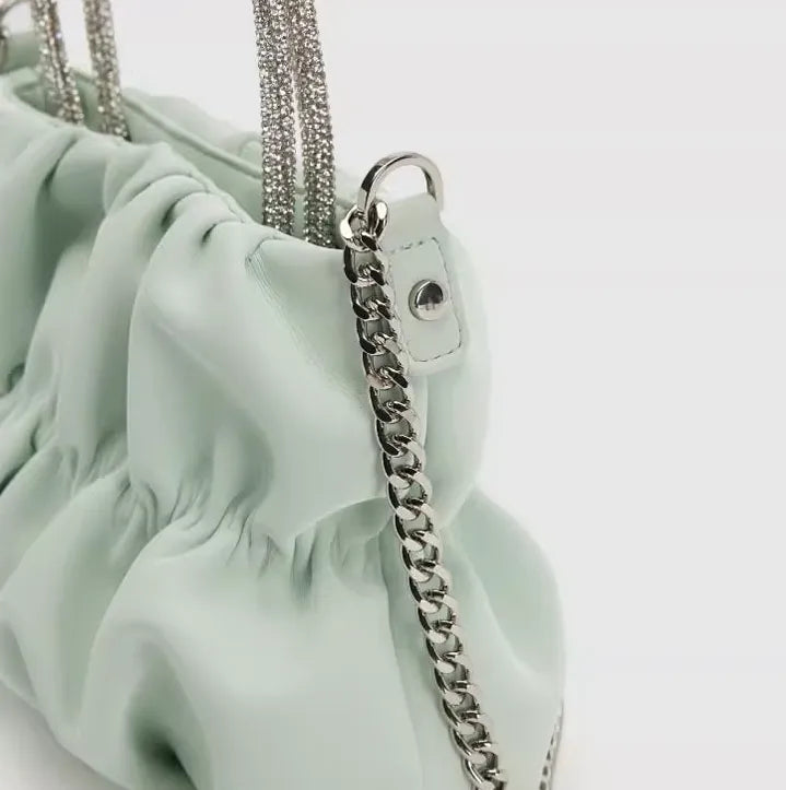 New Women's Ladies Party Pleated Cloud Chain Messenger Bag