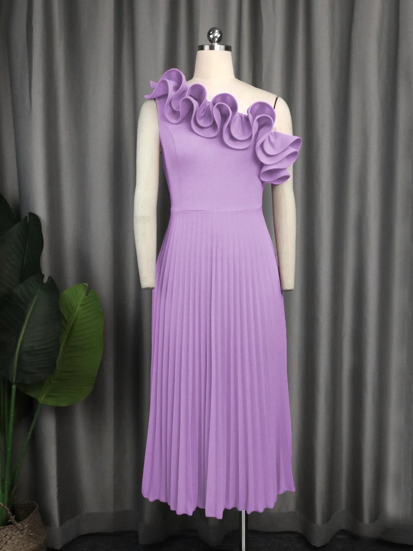 Women's Fashion Shoulder Diagonal Collar Dress