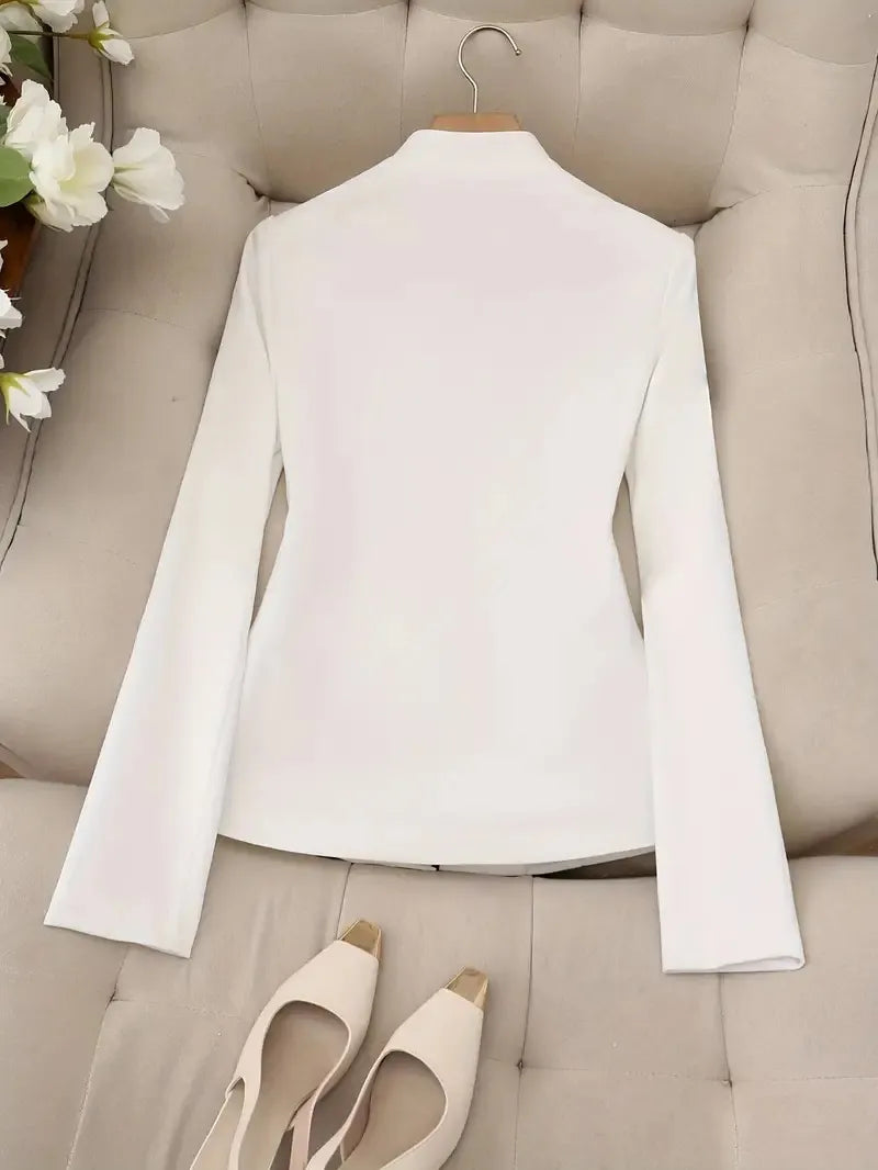 Autumn And Winter Stand-up Collar Slim-fit Long-sleeved Double Breasted Coat