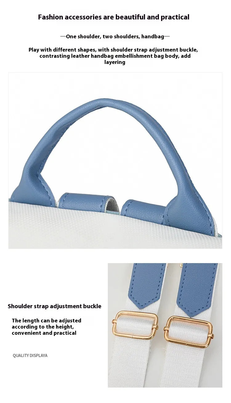 Oxford Cloth Stitching Women'S Backpack Anti-Theft Back Zipper Girls Schoolbag Casual Travel Double Shoulder Backpack