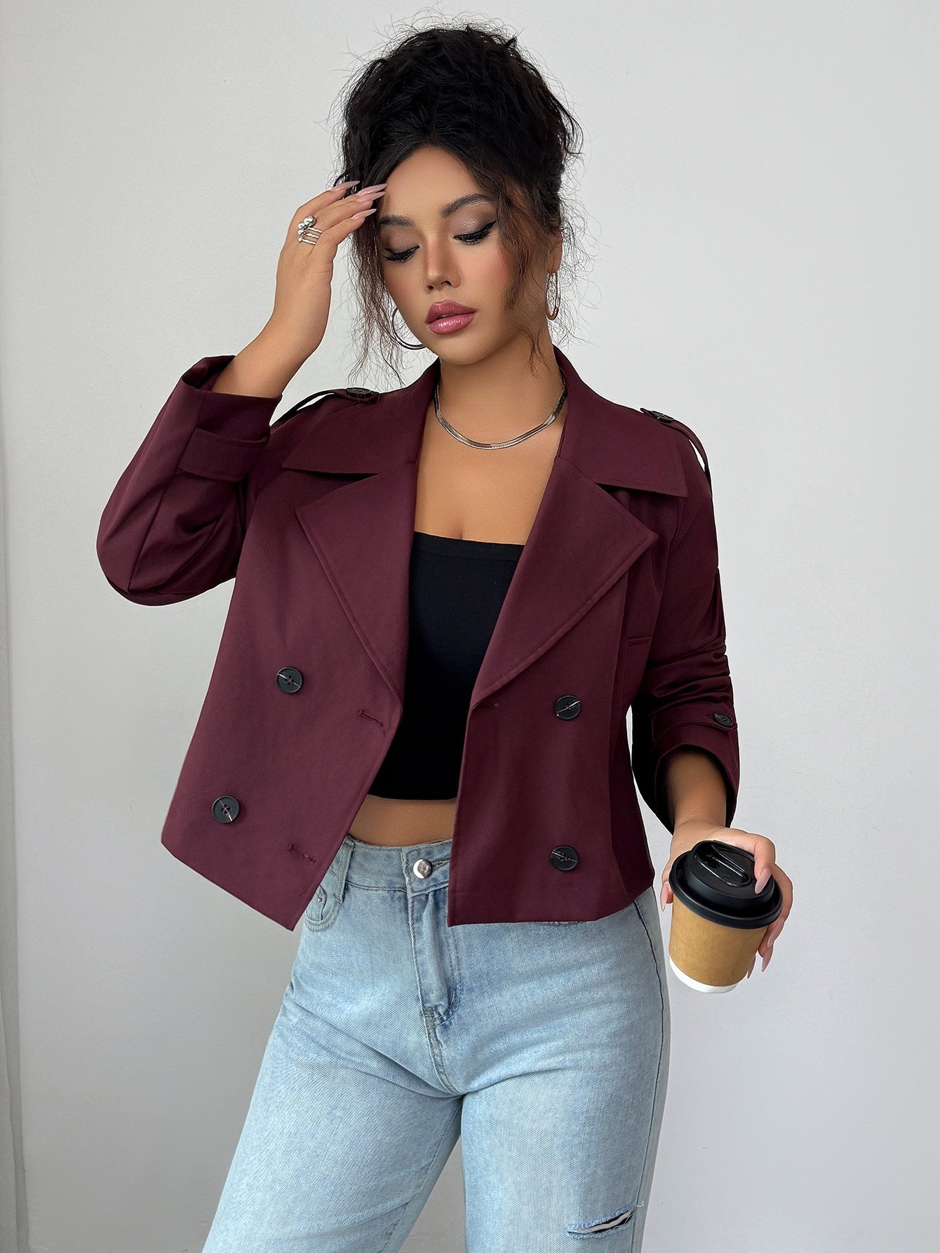 Casual Minimalist Long Sleeve Jacket Vest Coat Women