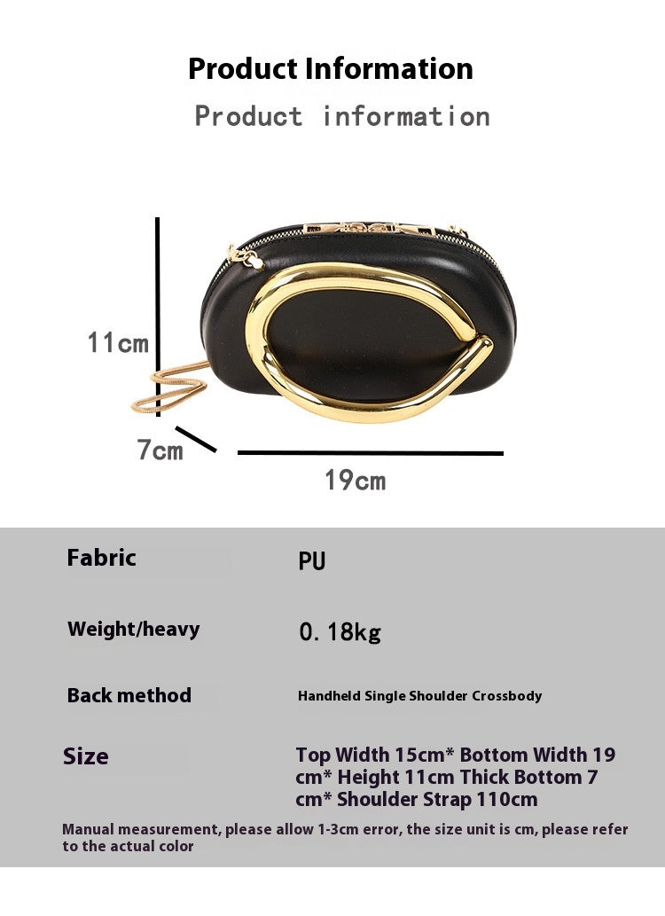 Small Bag Vintage Hardware Metal Handle Chain Crossbody Bag