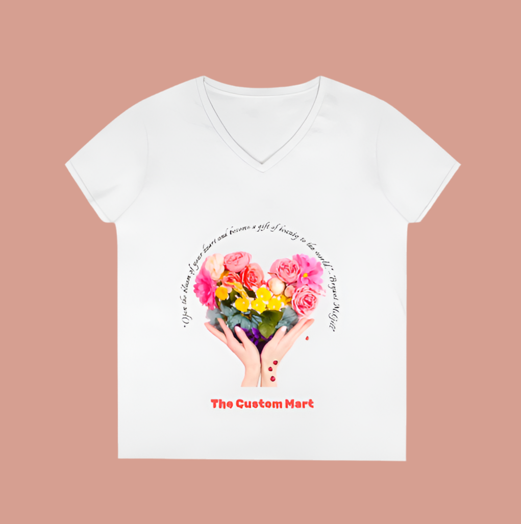 Ladies' V-Neck T-Shirt - Personalize With Valentine Themes