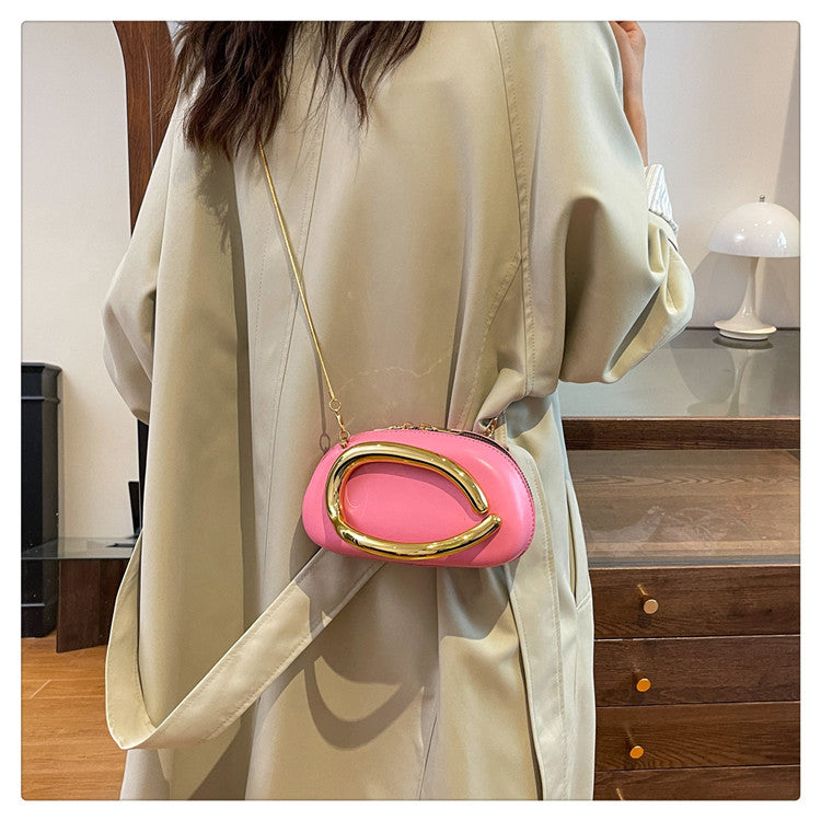 Small Bag Vintage Hardware Metal Handle Chain Crossbody Bag