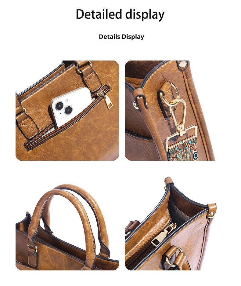 Soft Leather Large Capacity Crossbody Shoulder Tote Bag