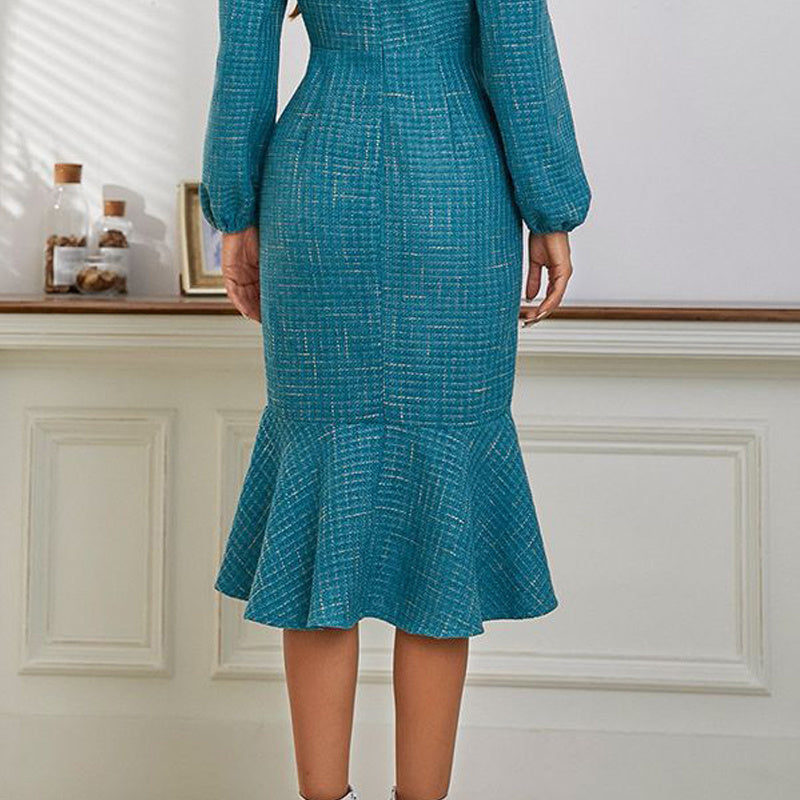 Knitted Design French Socialite Autumn And Winter Long Sleeve Dress
