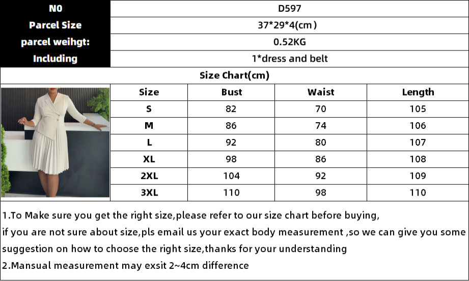 Plus Size Fashionable Elegant Pleated Dress