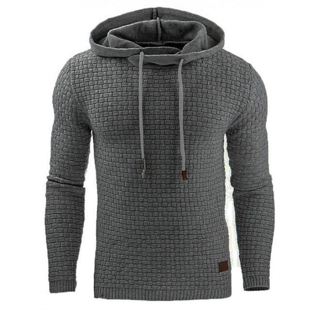 Men's Jacquard Sweater Long-sleeved Hoodie Warm Color Hooded Sweatshirt Jacket