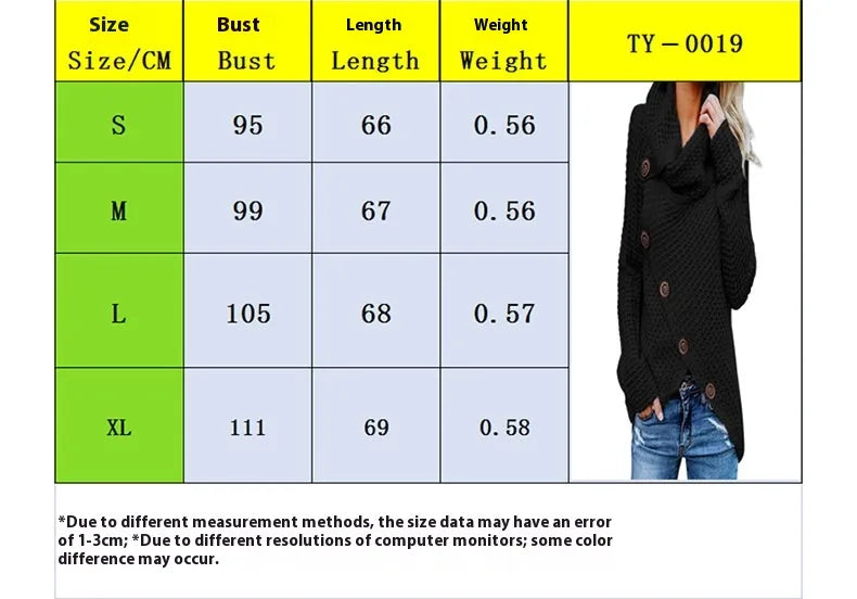 Pullover Button High Lapel Pullover Women's Sweater
