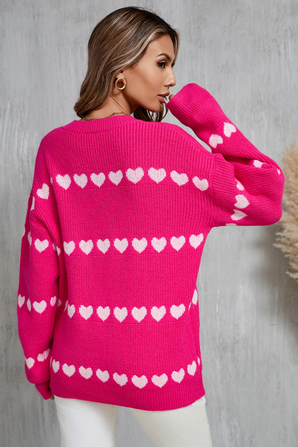 Heart and Angel Wings Round Neck Sweater