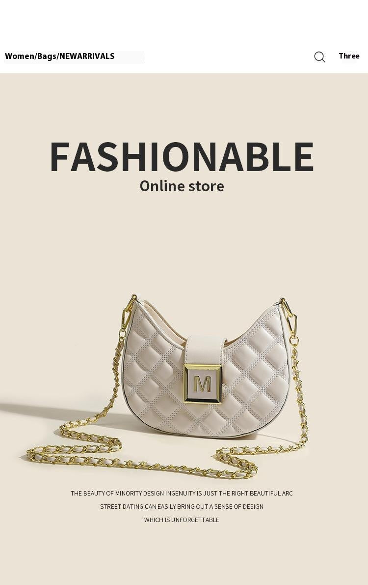 High-end New Fashion Rhombus Single Shoulder Underarm All-match Niche Texture Chain Messenger Bag