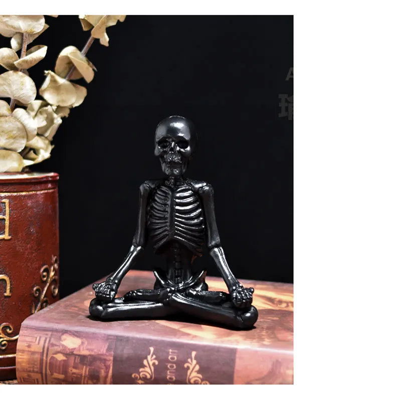 Halloween Horror Desktop Decoration Resin Ornaments Feature Modeling Yoga Skull Skeleton