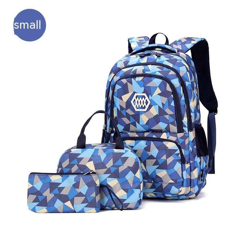 Nylon Camouflage Children's Schoolbag Three-piece Set