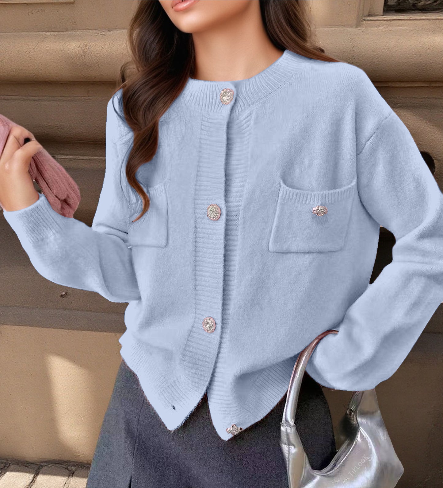 Women's Long-sleeved Knitted Cardigan Simple Coat