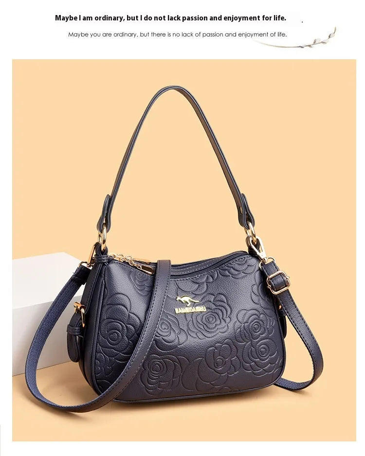 Soft Leather Textured Ethnic Style Simple Versatile Large Capacity Shoulder Messenger Bag
