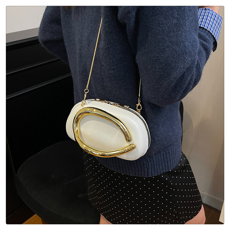 Small Bag Vintage Hardware Metal Handle Chain Crossbody Bag