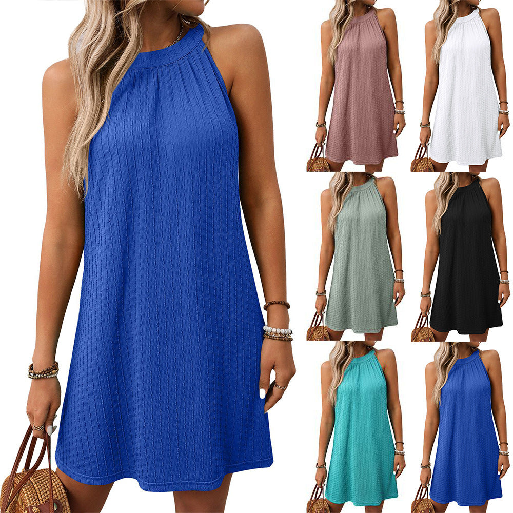 Round Neck Halter Loose Sleeveless Dress Women