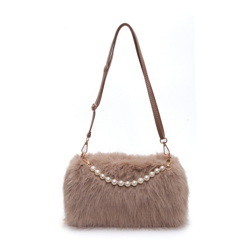 Autumn And Winter Fashion Pearl Chain Crossbody Shoulder Bag