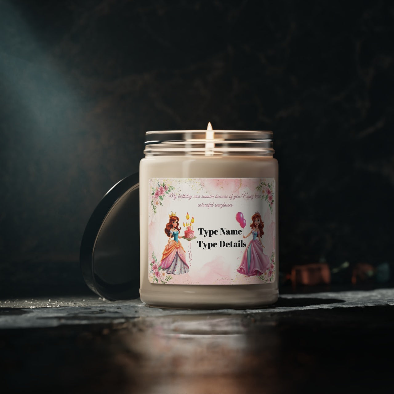 Scented Soy Candle, 9oz - Personalized Princess Thank you Gifts For Birthdays