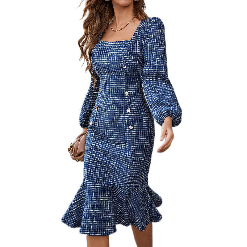 Knitted Design French Socialite Autumn And Winter Long Sleeve Dress