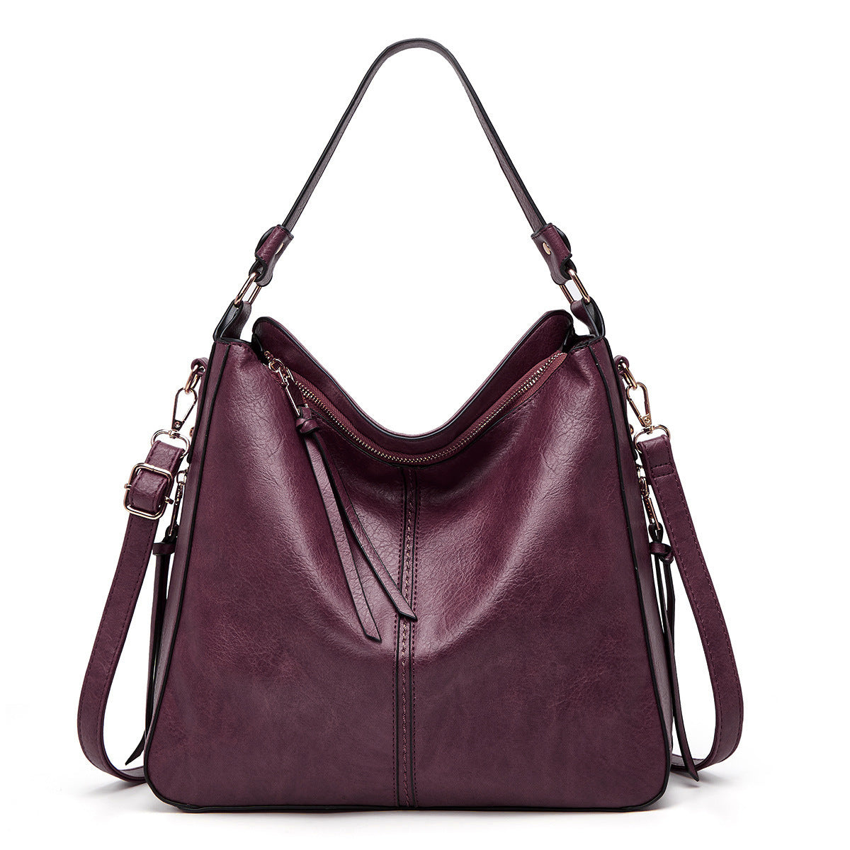 Zipper Bucket Bags With Adjustable Shoulder-strap Handbags