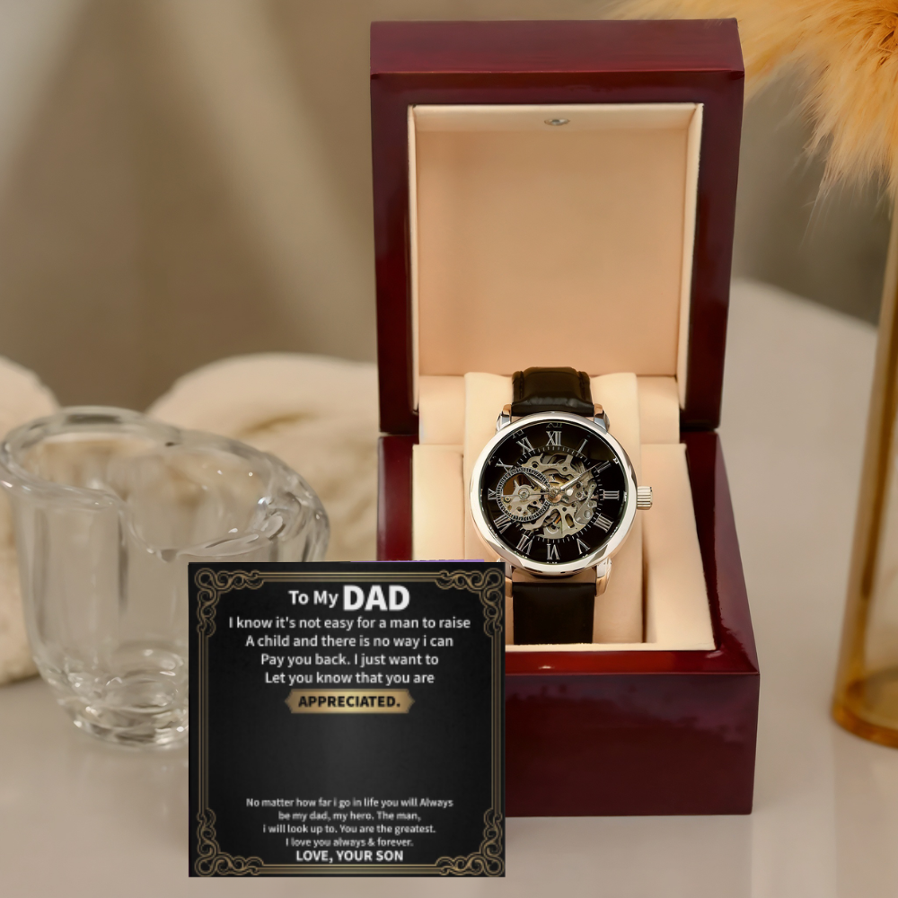 Men's Openwork Watch - Customize With DAD Messages