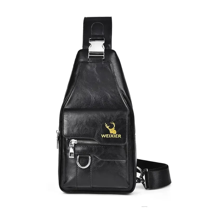 Premium PU Leather Vintage Chest Bag – Spacious Waterproof Crossbody with Multi-Compartment Design for Men-FREE USA SHIPPING