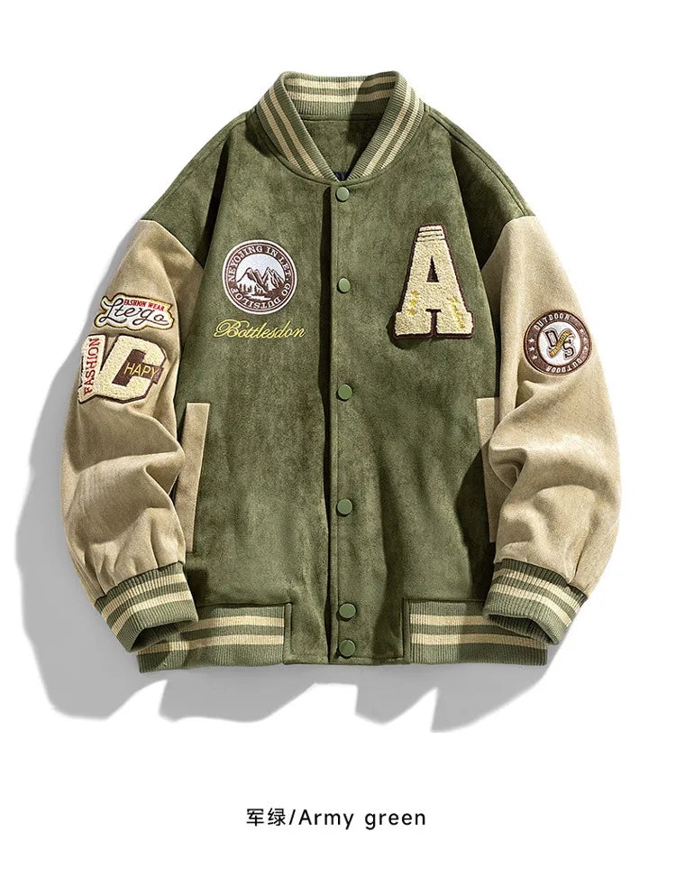 American Retro Loose Letter Baseball Jacket