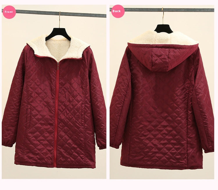 Winter Korean Style Thin Hood Long Sleeve Cotton Clothes Coat For Women