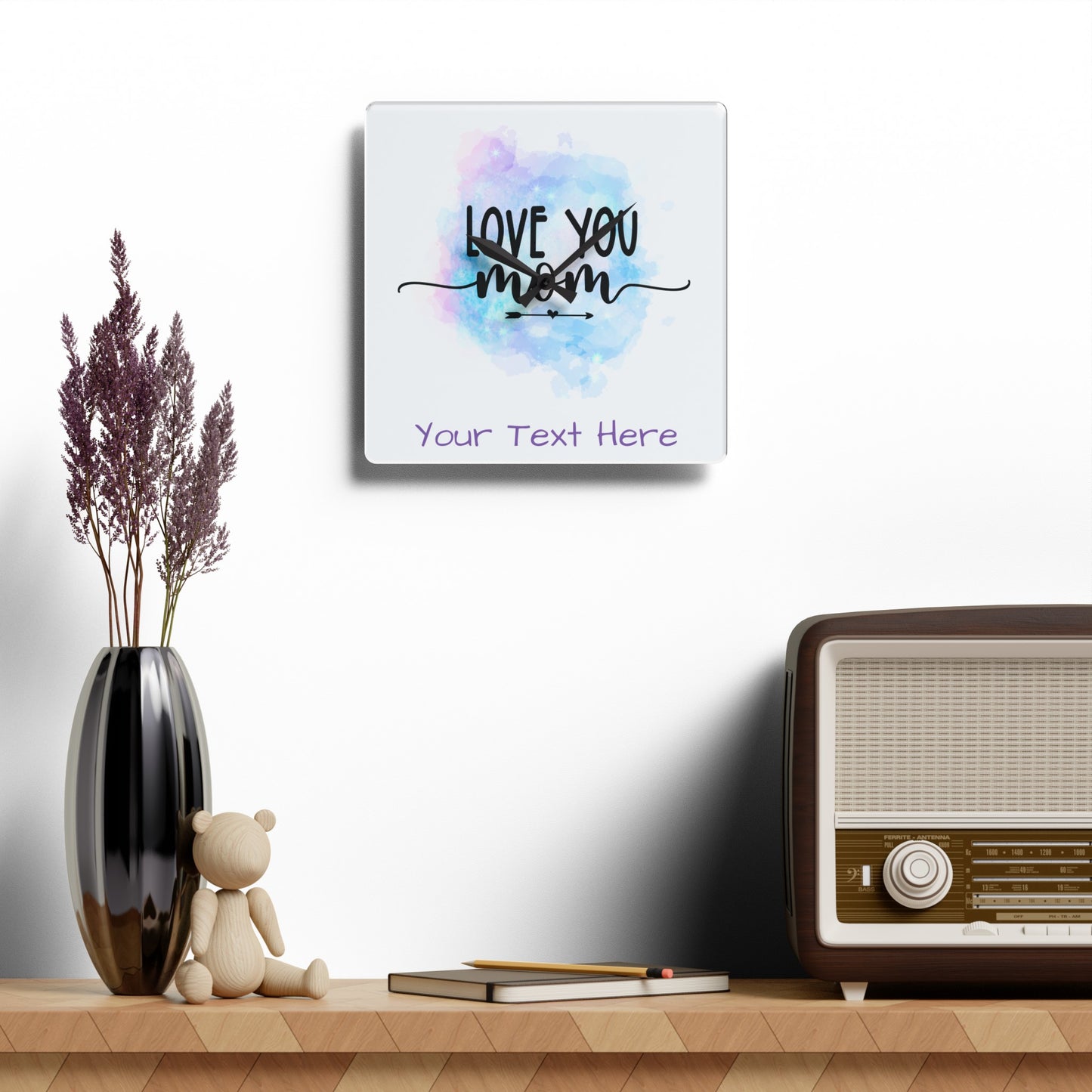 Acrylic Wall Clock- Personalize Gift With Mother's Day Messages