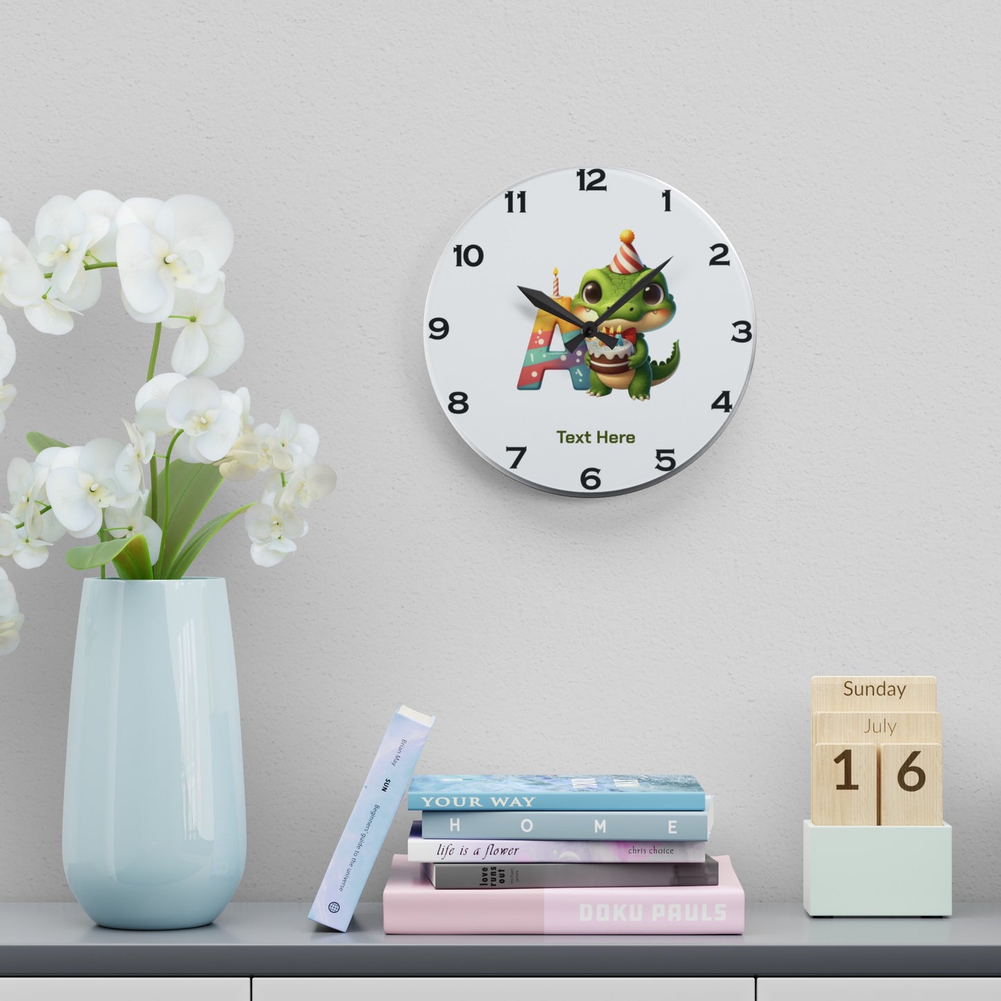 Acrylic Wall Clock - Personalize With Cute Birthday Animals