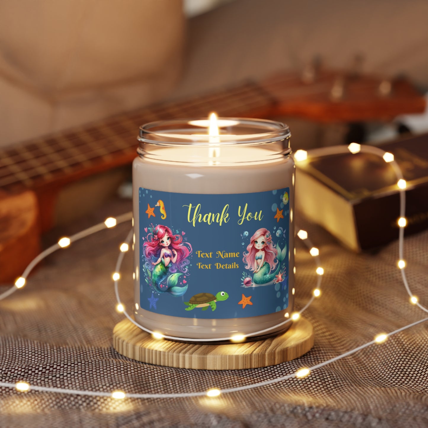 Scented Soy Candle, 9oz- Personalized  Mermaid Princess Gifts For Birthdays