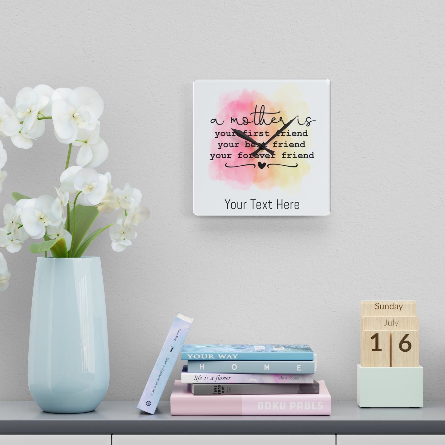 Acrylic Wall Clock- Personalize Gift With Mother's Day Messages