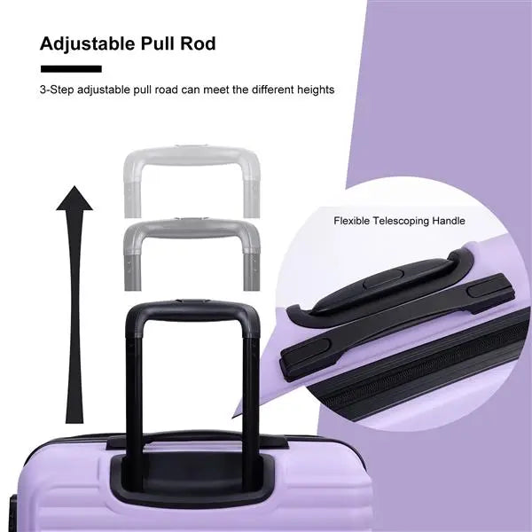 3-piece Luggage Set ABS, With Two Hooks, Swivel Wheels, TSA Lock- FREE USA SHIPPING