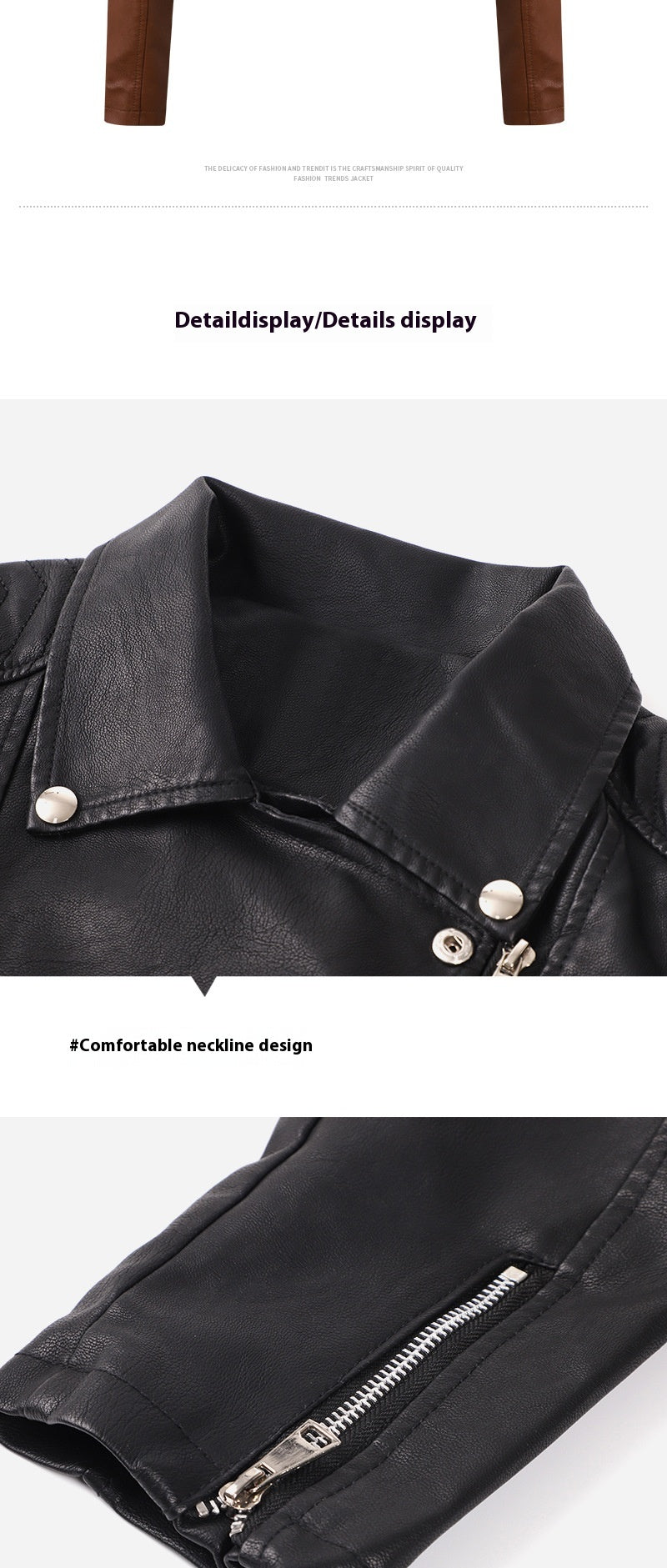 PU Women's Short Leather Oblique Pull Slim Motorcycle Clothing Washed Leather Jacket