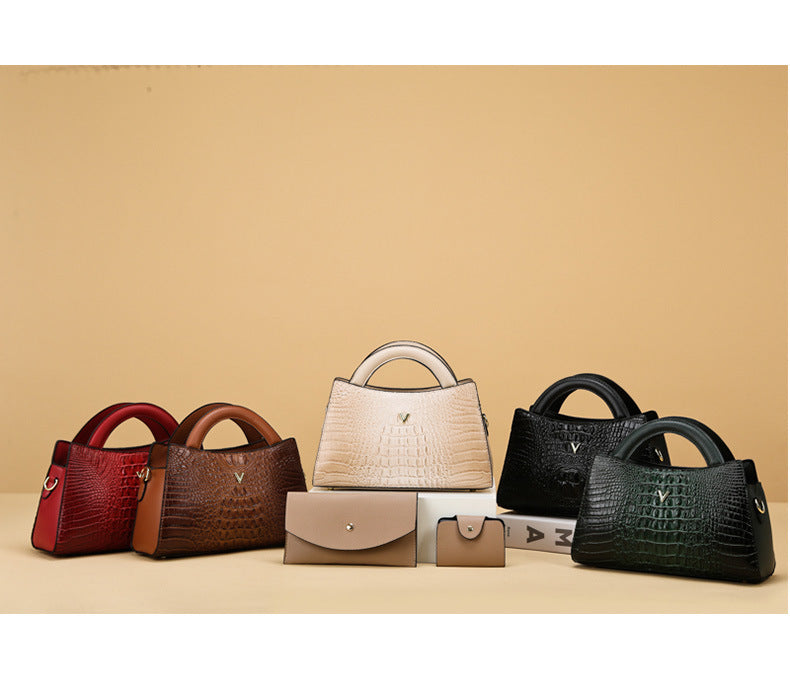 Women's Crossbody Leather Crocodile Pattern Shoulder Handbag