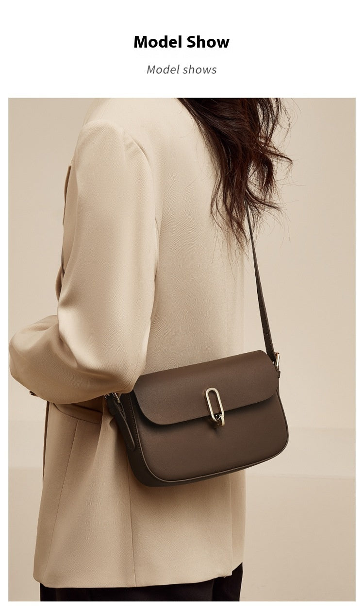 Two-layer Cowhide Genuine Leather Square Shoulder Messenger Bag