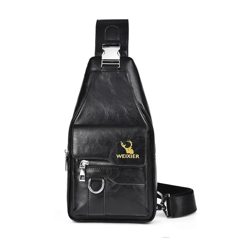 Premium PU Leather Vintage Chest Bag – Spacious Waterproof Crossbody with Multi-Compartment Design for Men-FREE USA SHIPPING