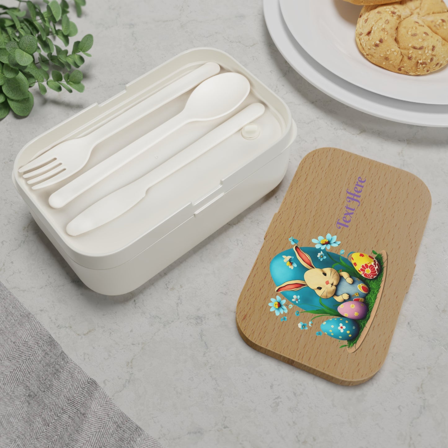 Bento Lunch Box - Personalize With Easter Rabbit Designs