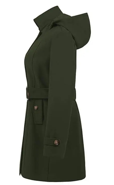 Women's Woolen Hooded Plus Size Coat