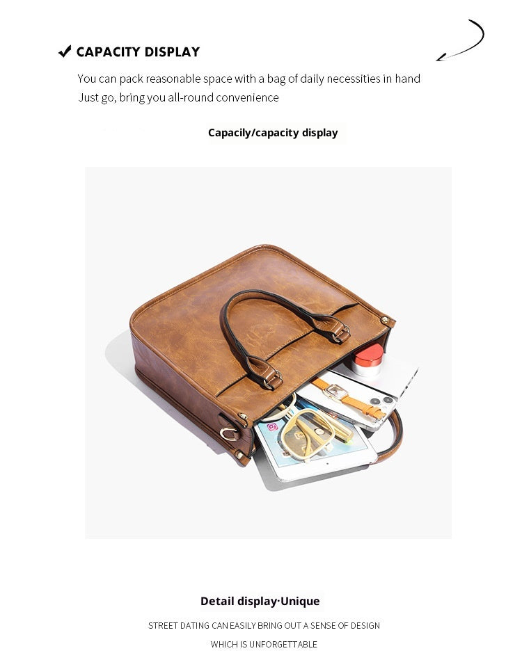 Soft Leather Large Capacity Crossbody Shoulder Tote Bag