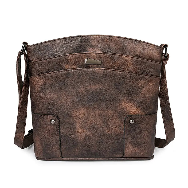 Retro Multi-layer PU Bag Women's Simple High-grade Crossbody
