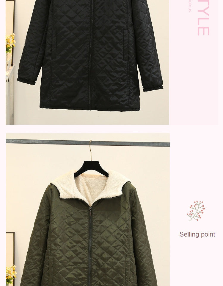 Winter Korean Style Thin Hood Long Sleeve Cotton Clothes Coat For Women