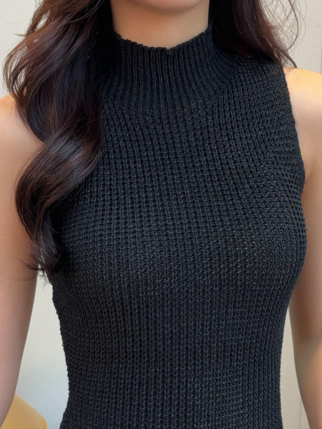 High Collar Sleeveless New Hollow Dress Woven Slim Fit Backless