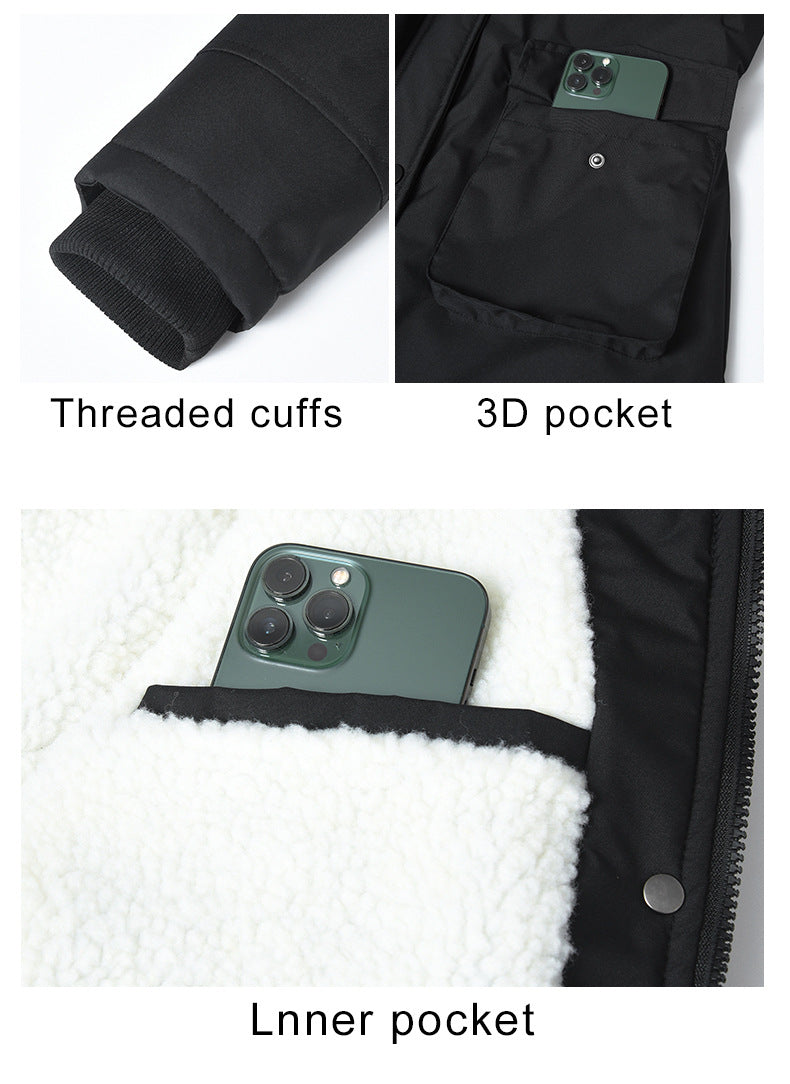 European Size Thickened Velvet Cotton Clothes Female Casual Hooded Coat