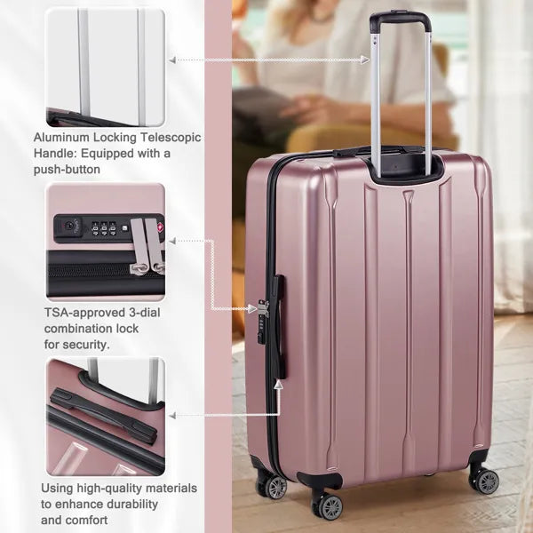 Three In One Set Of Vertical Striped Suitcase- FREE USA SHIPPING