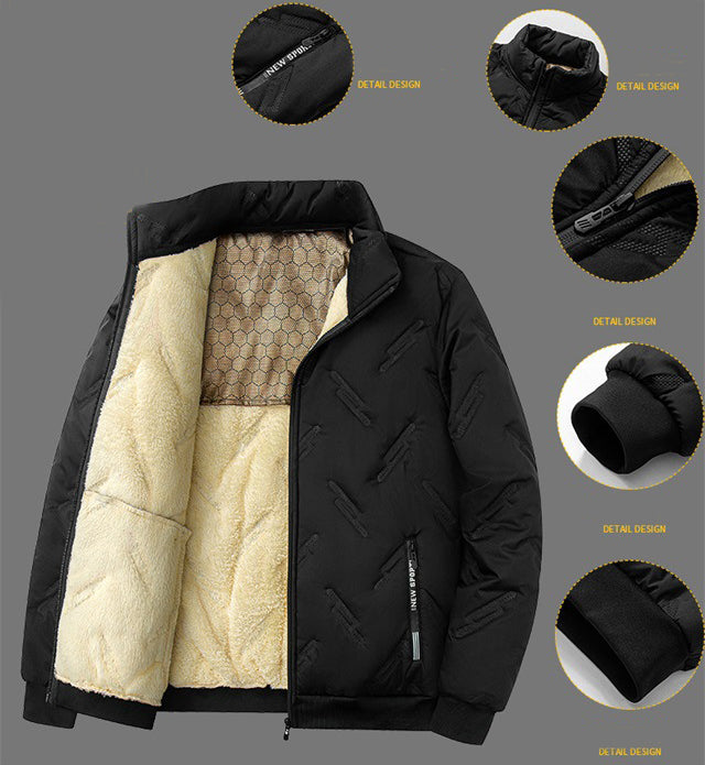 New Graphene-design Cotton Coat Winter Warm Thickened Fleece Jacket Fashion Casual Mens Clothing